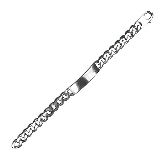 Heavy Gents Solid Sterling Silver ID Curb Chain Bracelet 925 Hallmarked