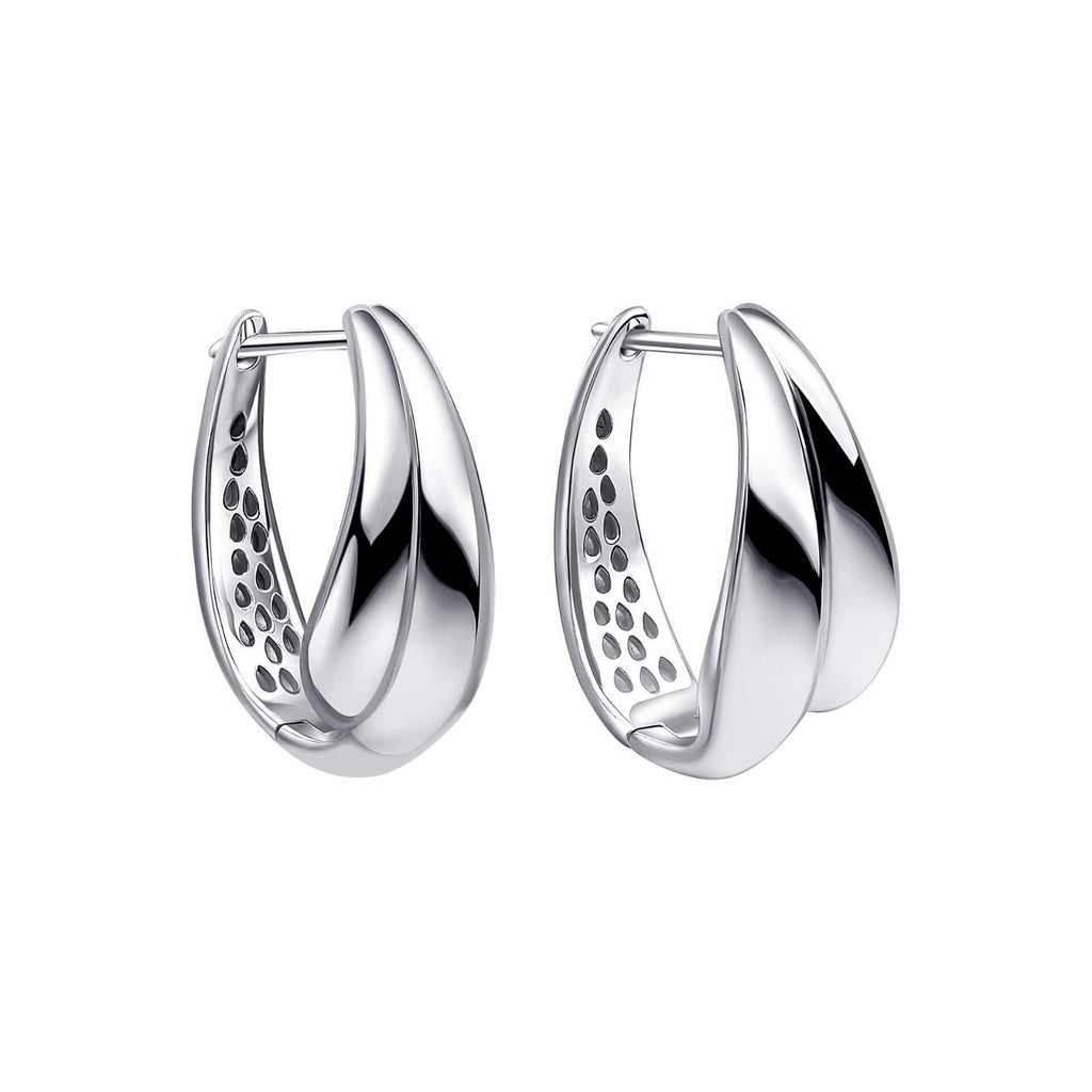 Sterling Silver Organic Hoop Earrings 925 Hallmarked British Made Brand New