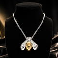2 Tone Bee Pendant 9ct Yellow Gold Plated Hallmarked All Chain Lengths