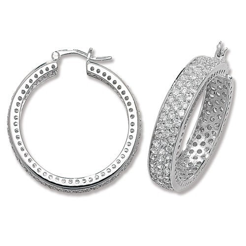 Cluster Hoop Earrings Sterling Silver 925 Hallmarked 15mm - 30mm Diameter