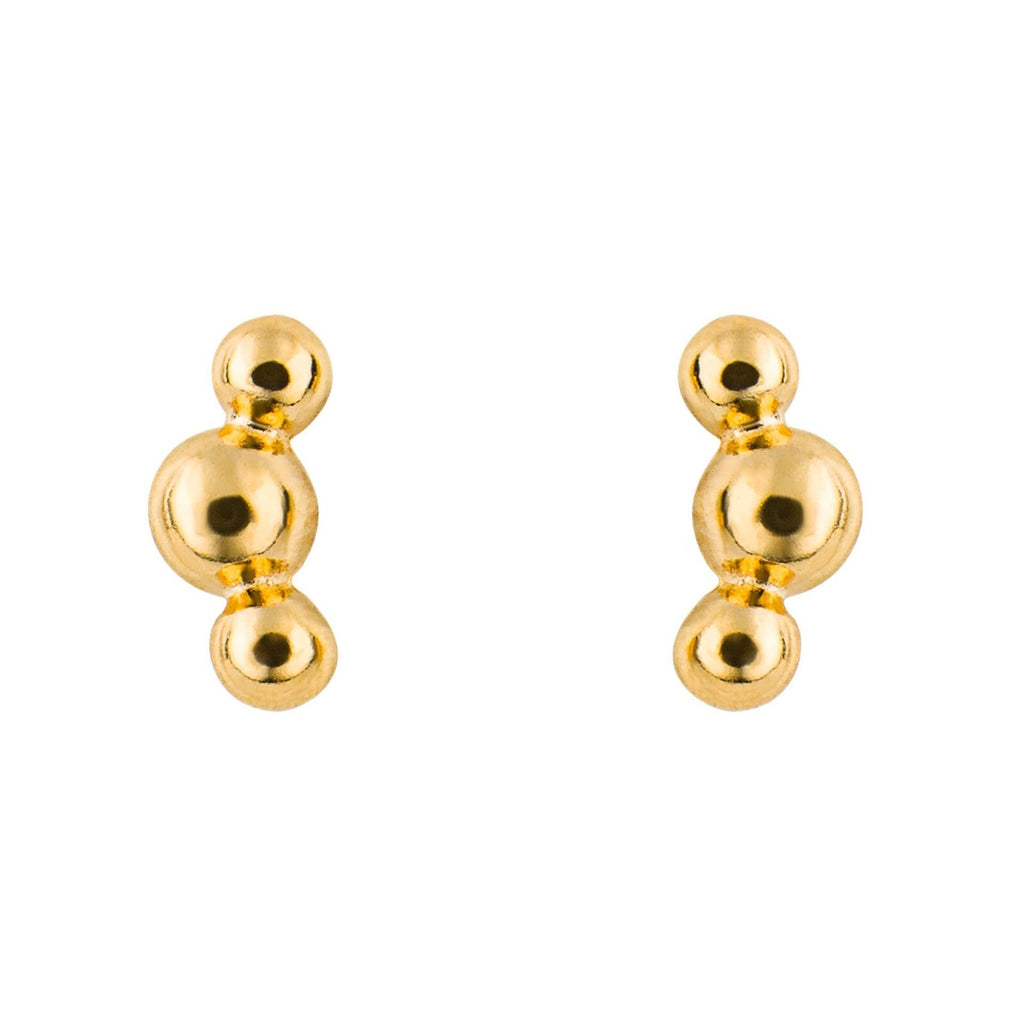 Triple Ball Stud Earrings 9ct Yellow Gold Plated Hallmarked Brand New Boxed
