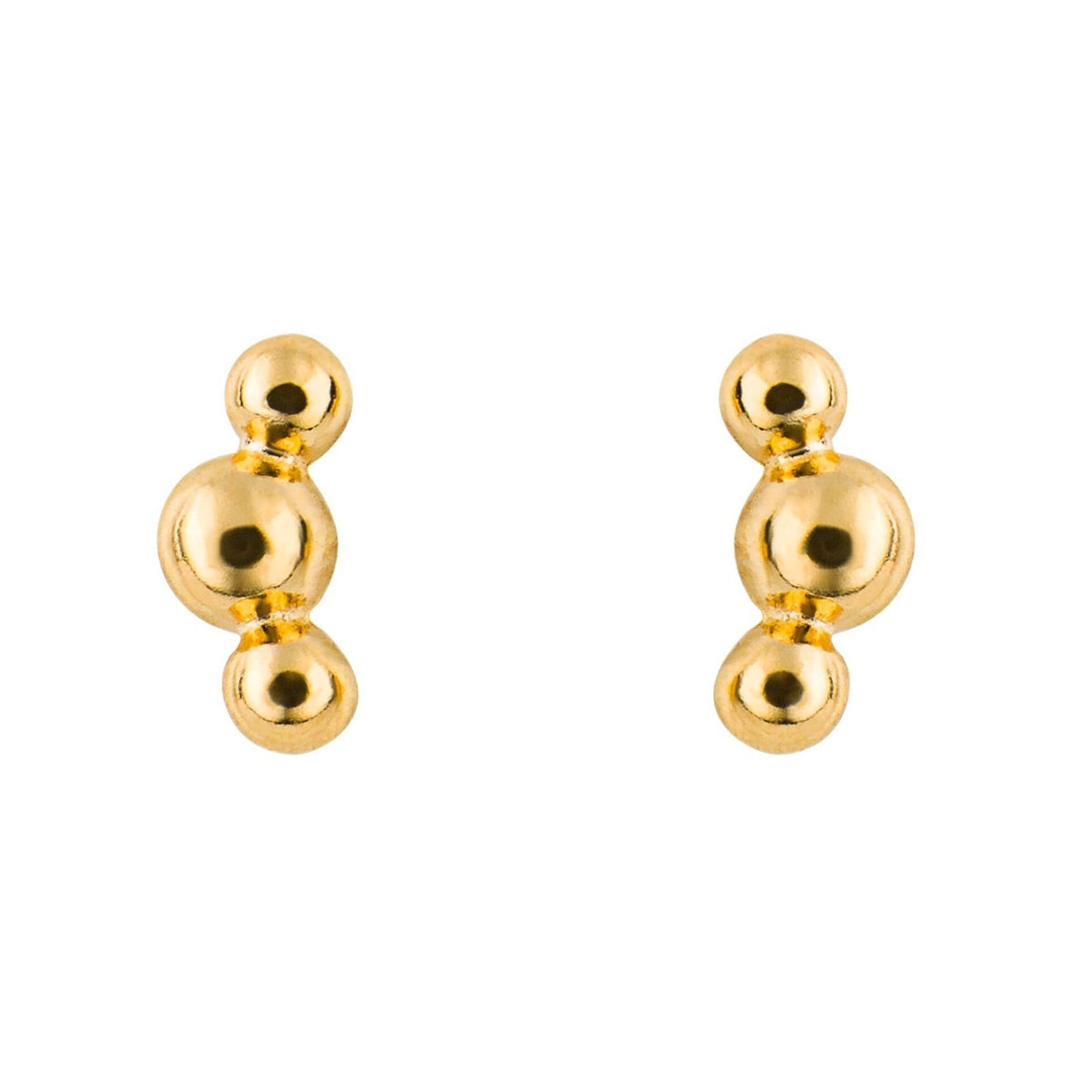 Triple Ball Stud Earrings 9ct Yellow Gold Plated Hallmarked Brand New Boxed