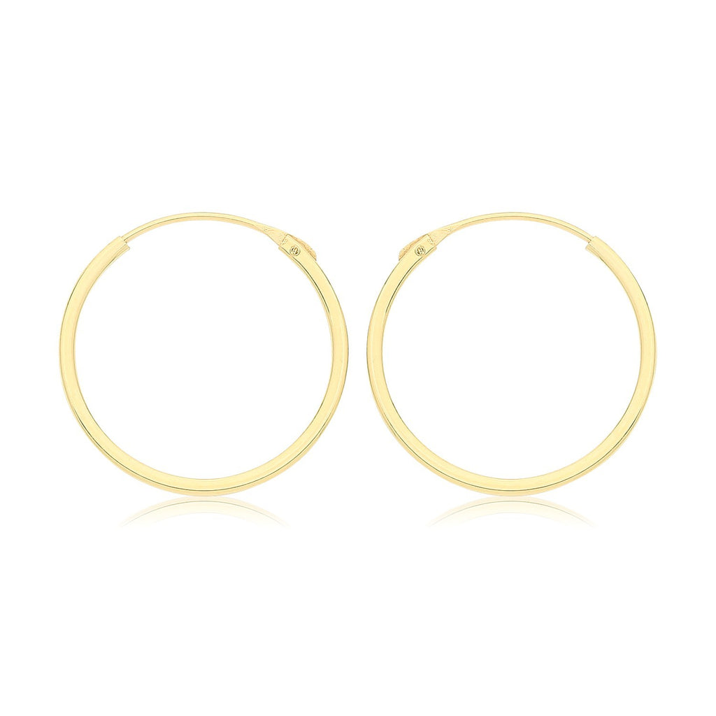 9ct Yellow Gold Sleeper Hoop Earrings 375 Hallmarked 8mm - 14mm Diameter