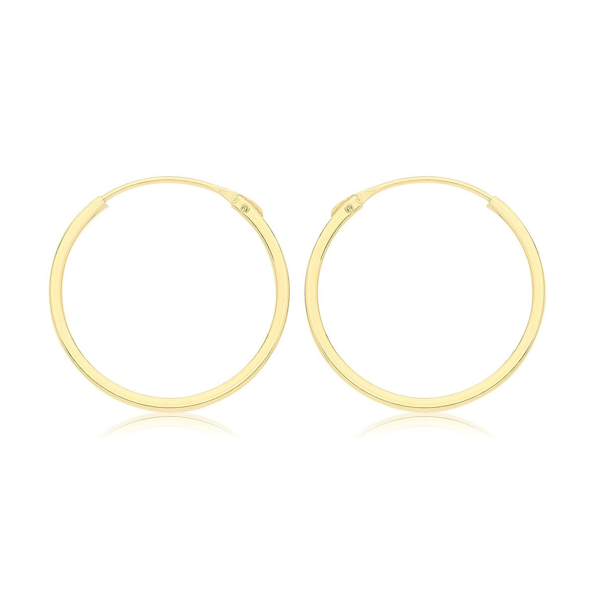 9ct Yellow Gold Sleeper Hoop Earrings 375 Hallmarked 8mm - 14mm Diameter