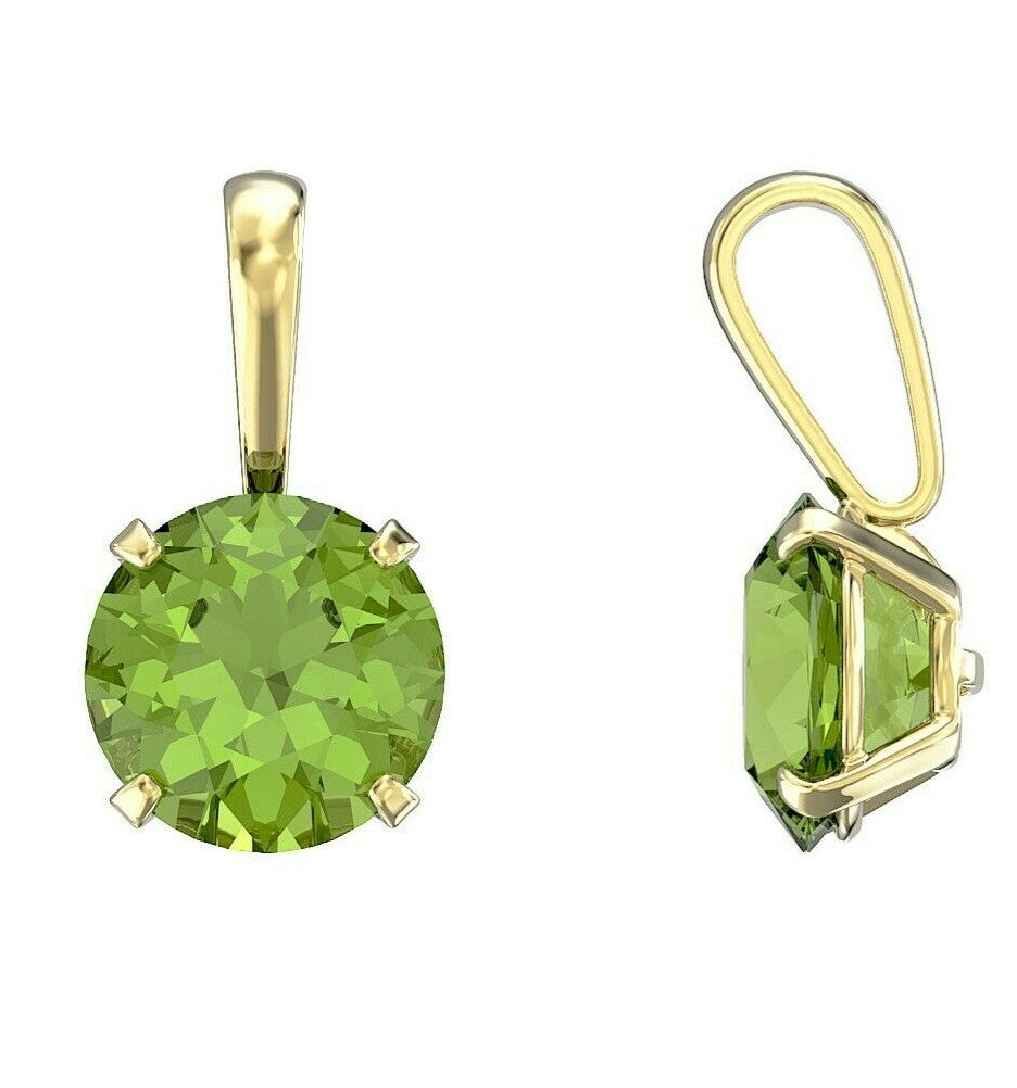 Peridot Pendant and Earrings Set Solid Yellow Gold Solitaire 18" Chain Hallmark
