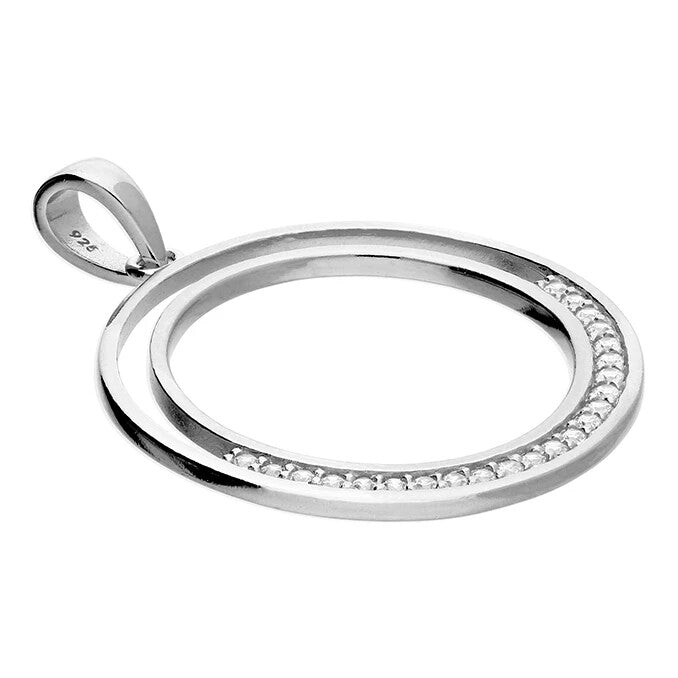 Channel Set Circle Pendant Sterling Silver 925 Hallmarked All Chain Lengths