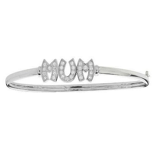 Mum Gemstone Bangle Sterling Silver 925 Hallmarked British Made (Mothers Day)