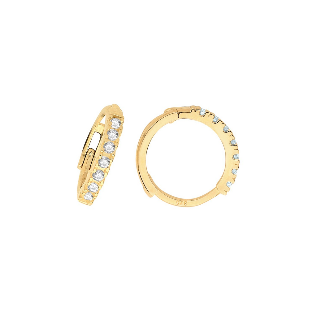 9ct Yellow Gold 5 Stone Hoop Earrings British Made 375 Hallmark Brand New Boxed