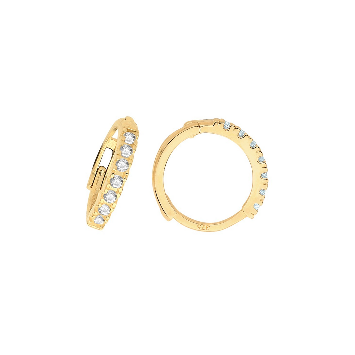 9ct Yellow Gold 5 Stone Hoop Earrings British Made 375 Hallmark Brand New Boxed
