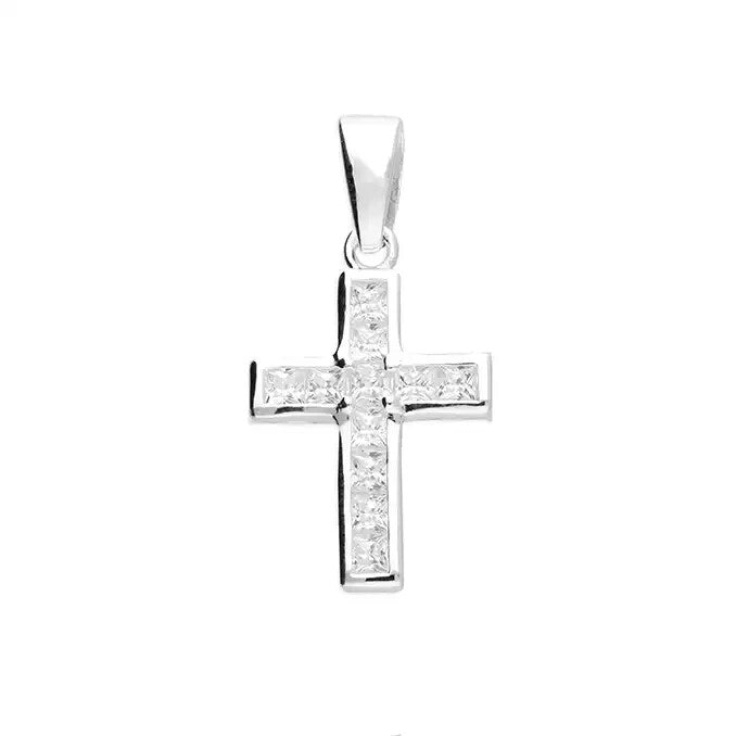 Channel Set Cross Sterling Silver 925 Hallmark British Made All Chain Lengths