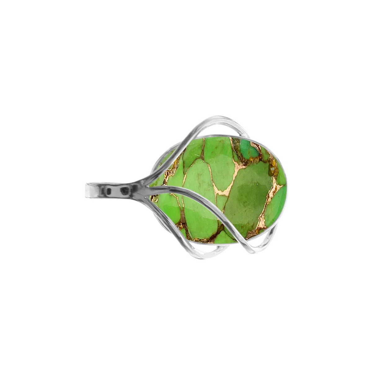 Wave Oval Green Mohave Pendant Sterling Silver 925 Hallmarked All Chain Lengths