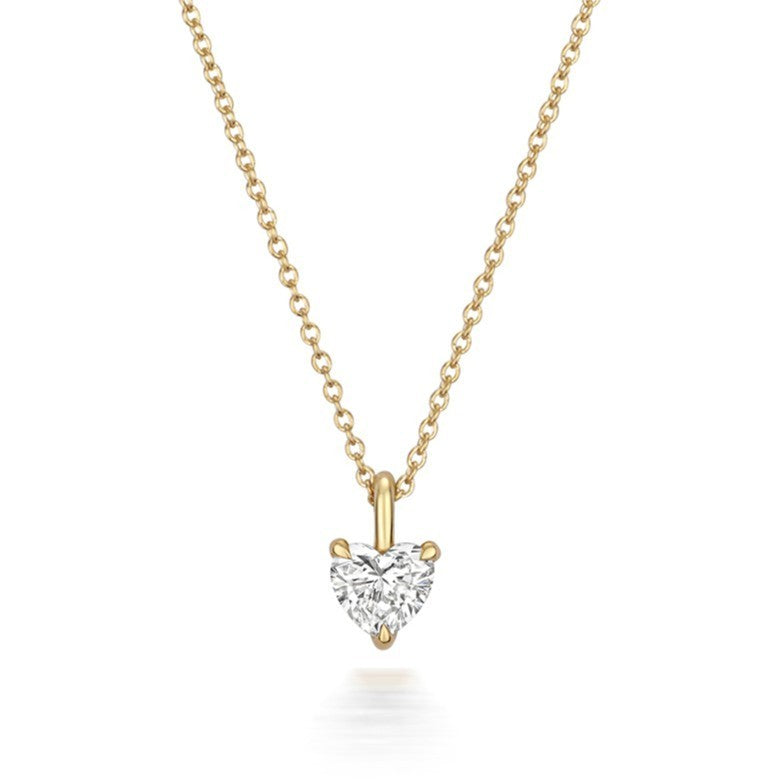1 Natural Diamond Heart Necklace 18ct Yellow Gold Hallmarked British Made