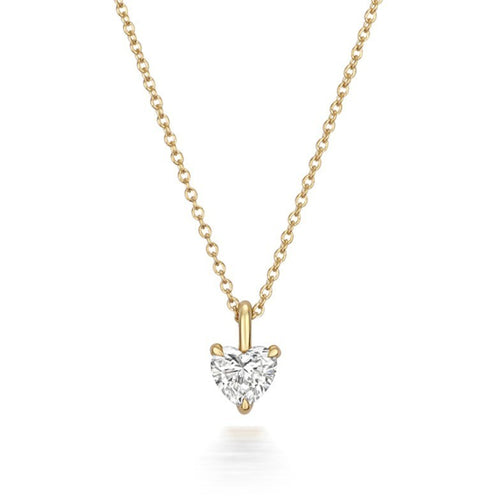 1 Natural Diamond Heart Necklace 18ct Yellow Gold Hallmarked British Made