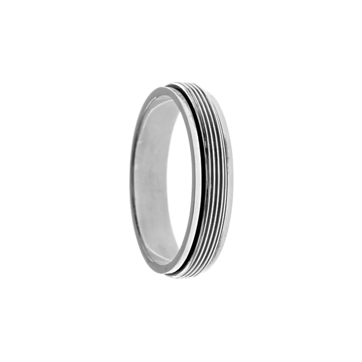 Mens Sterling Silver Ridged Spinner Rotating Ring 925 Hallmarked Sizes W - Z +1