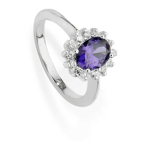 Sterling Silver Amethyst Ring Engagement Gemstone 925 Hallmarked Size R - Q