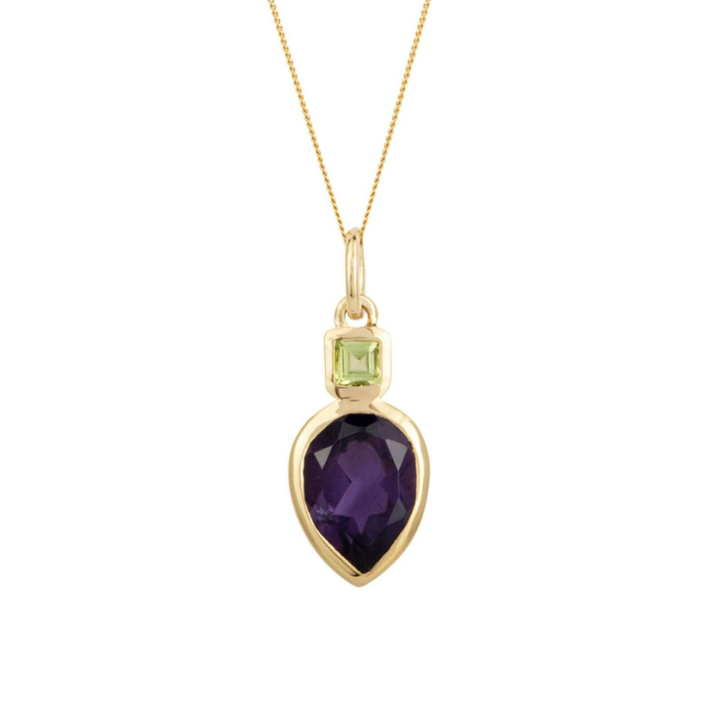 Amethyst/Peridot Pendant 925 Sterling Silver Hallmarked 18" Chain British Made