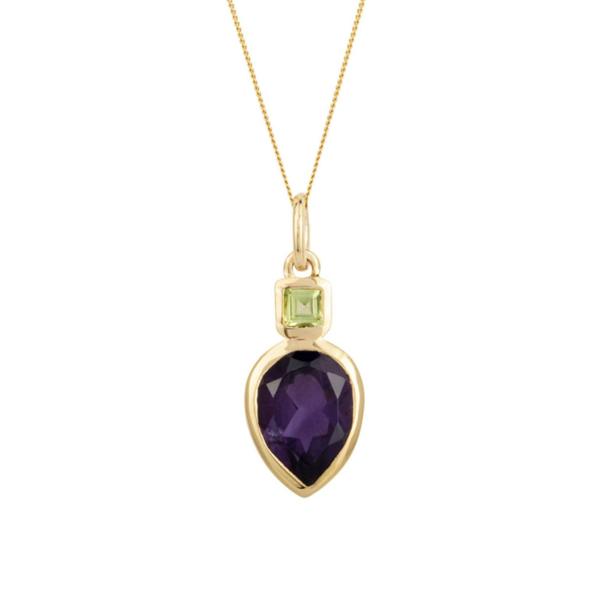 Amethyst/Peridot Pendant 925 Sterling Silver Hallmarked 18" Chain British Made
