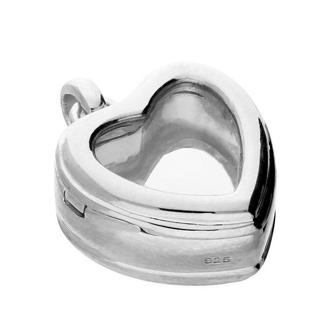 Heart Glass Locket Sterling Silver 925 Hallmarked British Made All Chain Lengths