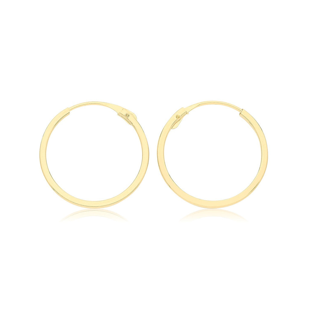 9ct Yellow Gold Sleeper Hoop Earrings 375 Hallmarked 8mm - 14mm Diameter