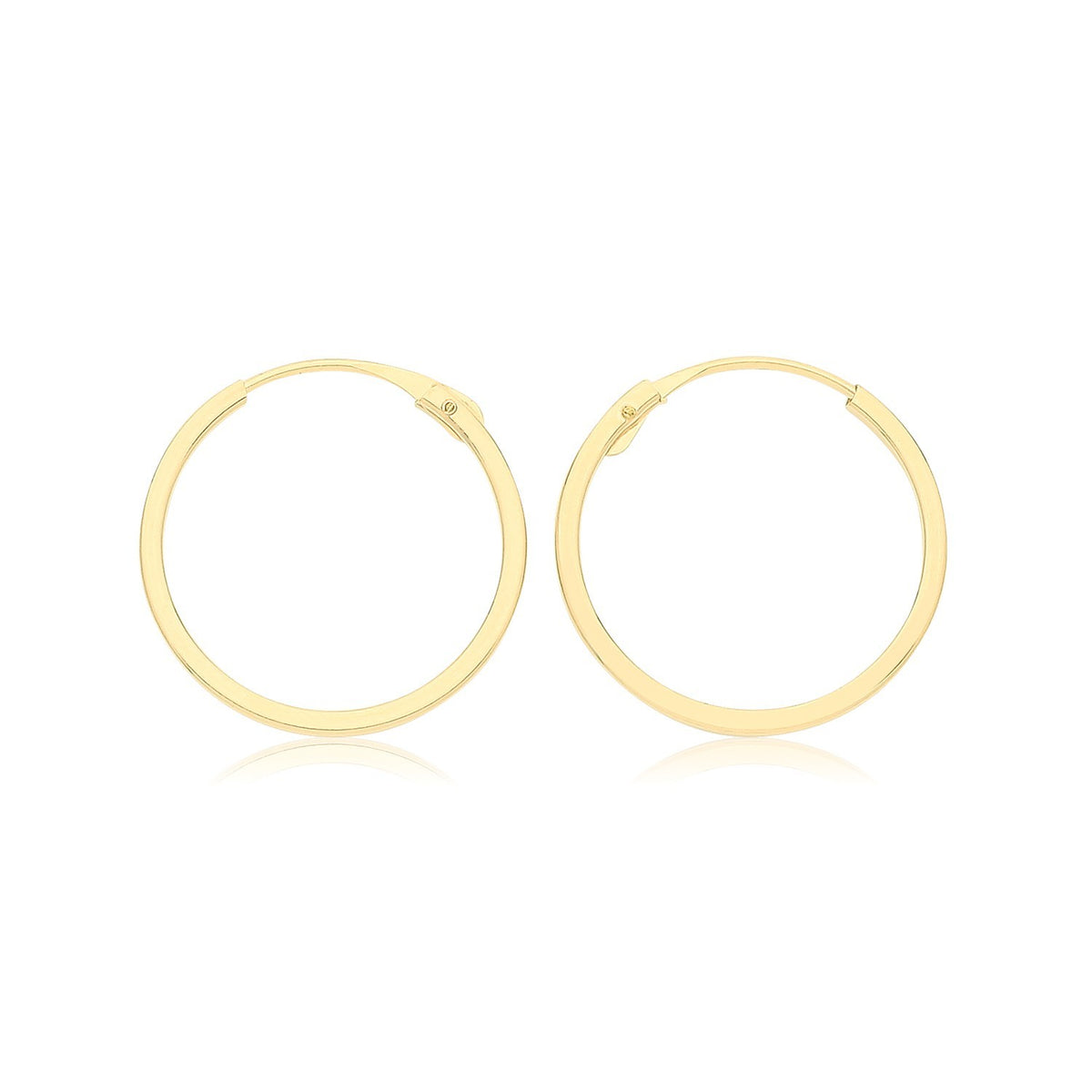 9ct Yellow Gold Sleeper Hoop Earrings 375 Hallmarked 8mm - 14mm Diameter