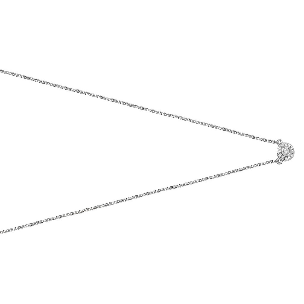 13 Halo Natural Diamond Necklace 18ct White Gold Hallmarked British Made