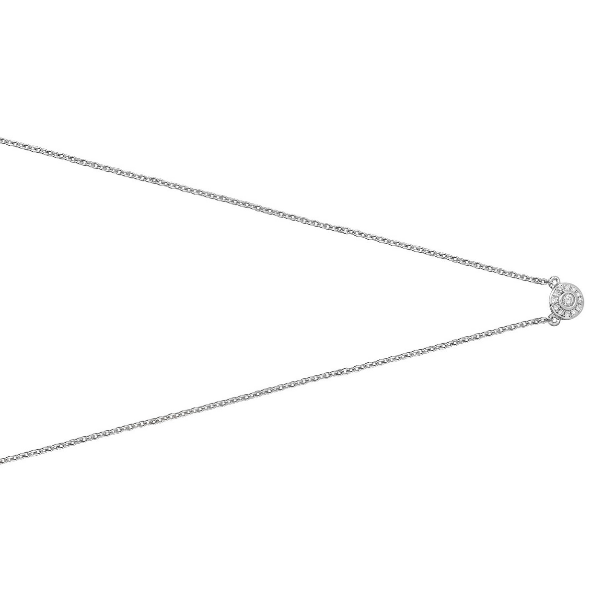 13 Halo Natural Diamond Necklace 18ct White Gold Hallmarked British Made