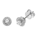17 Natural Diamond Stud Halo Earrings 18ct White Gold Hallmarked British Made