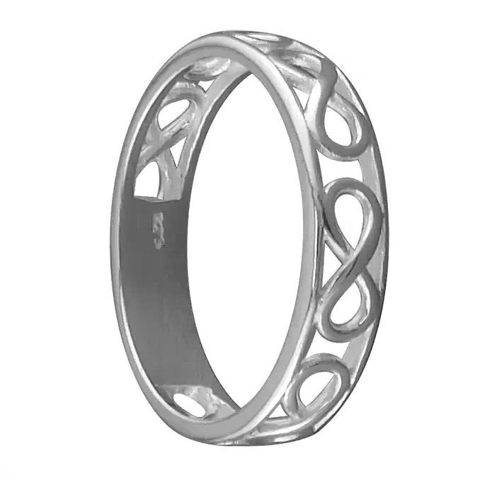 Infinity Symbol Band Ring Sterling Silver 925 Hallmarked British Made Size L - R