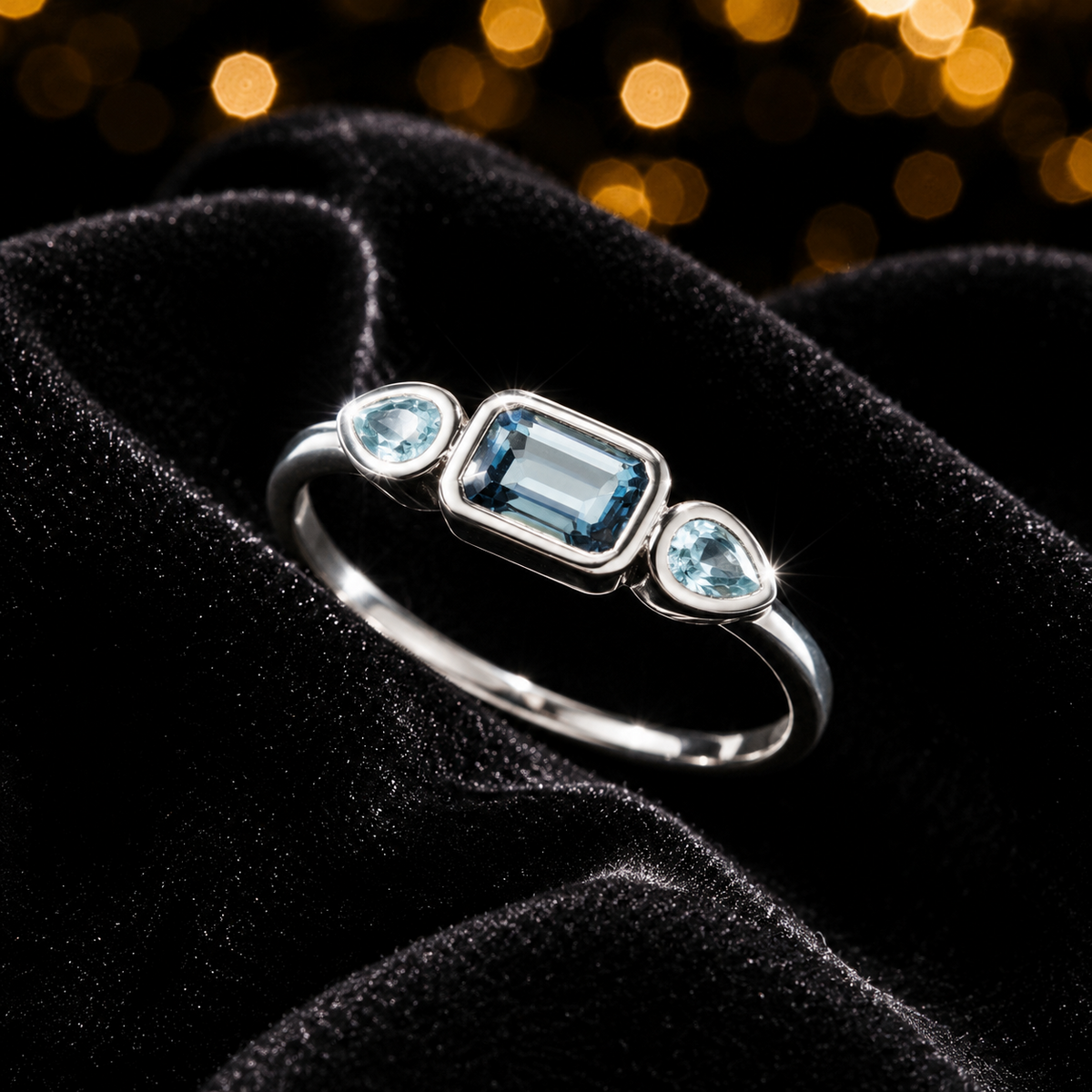 Sky Blue Topaz Ring 925 Hallmarked British Made Size K- S British Made