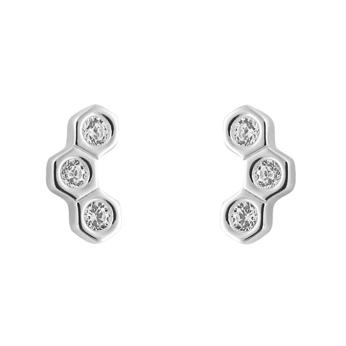 Honeycomb Stud Earrings Sterling Silver 925 Hallmarked Brand New Boxed