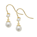 2 Stone Natural Pearl Drop Earrings 9ct Yellow Gold 375 Hallmark Brand New Boxed