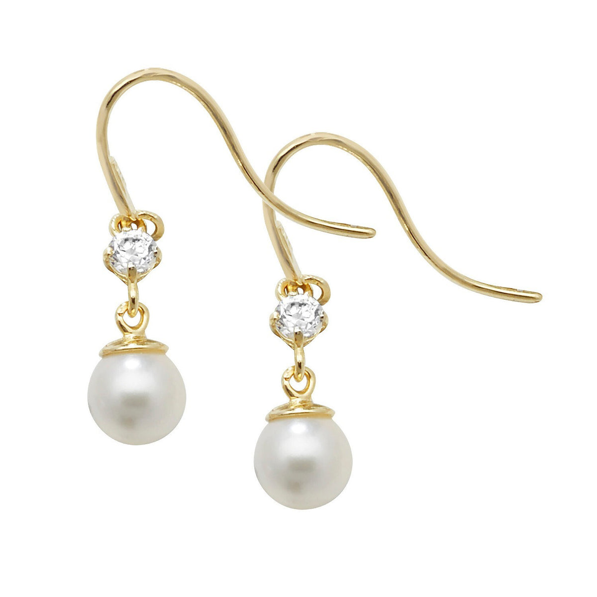 2 Stone Natural Pearl Drop Earrings 9ct Yellow Gold 375 Hallmark Brand New Boxed