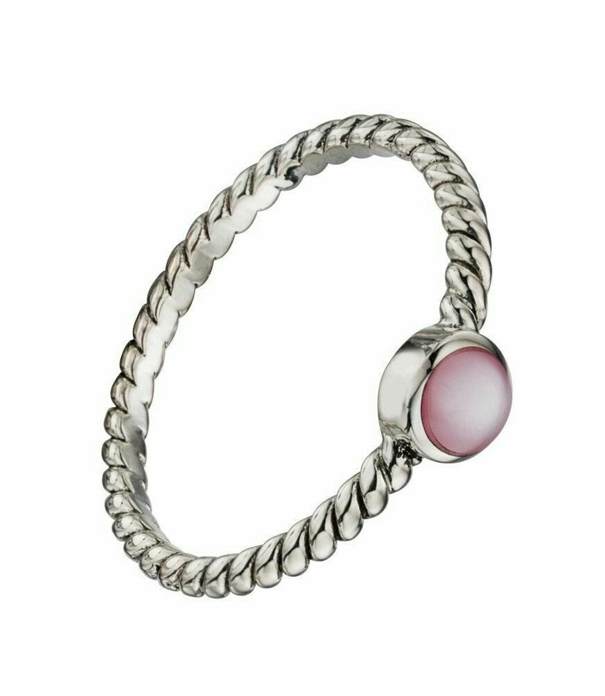 Sterling Silver Pink Mother Of Pearl Ring 925 Hallmarked Size K - S British Made