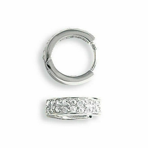 Mens Huggie Hoop Earring Cubic Zirconia Solid Sterling Silver 925 Gents Hallmark