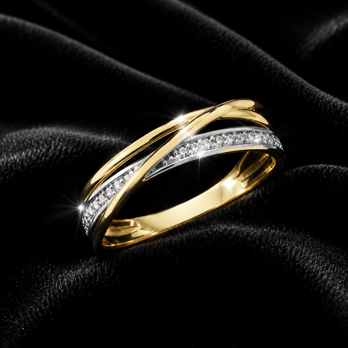Crossover Gemstone Eternity Ring 9ct Yellow Gold Hallmarked Sizes L - Q