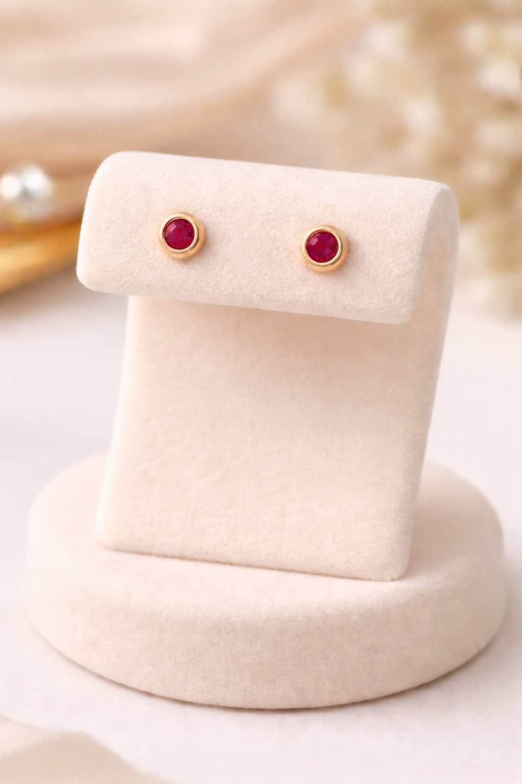 Yellow Gold Ruby Earrings Solitaire Natural Stone 375 9 Carat New Boxed