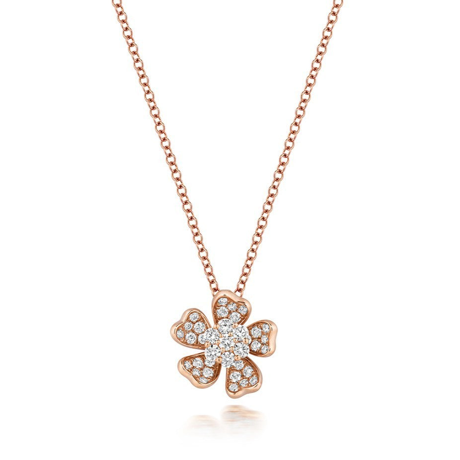 35 Natural Diamond Clover Necklace 18ct Rose Gold Hallmarked British Made