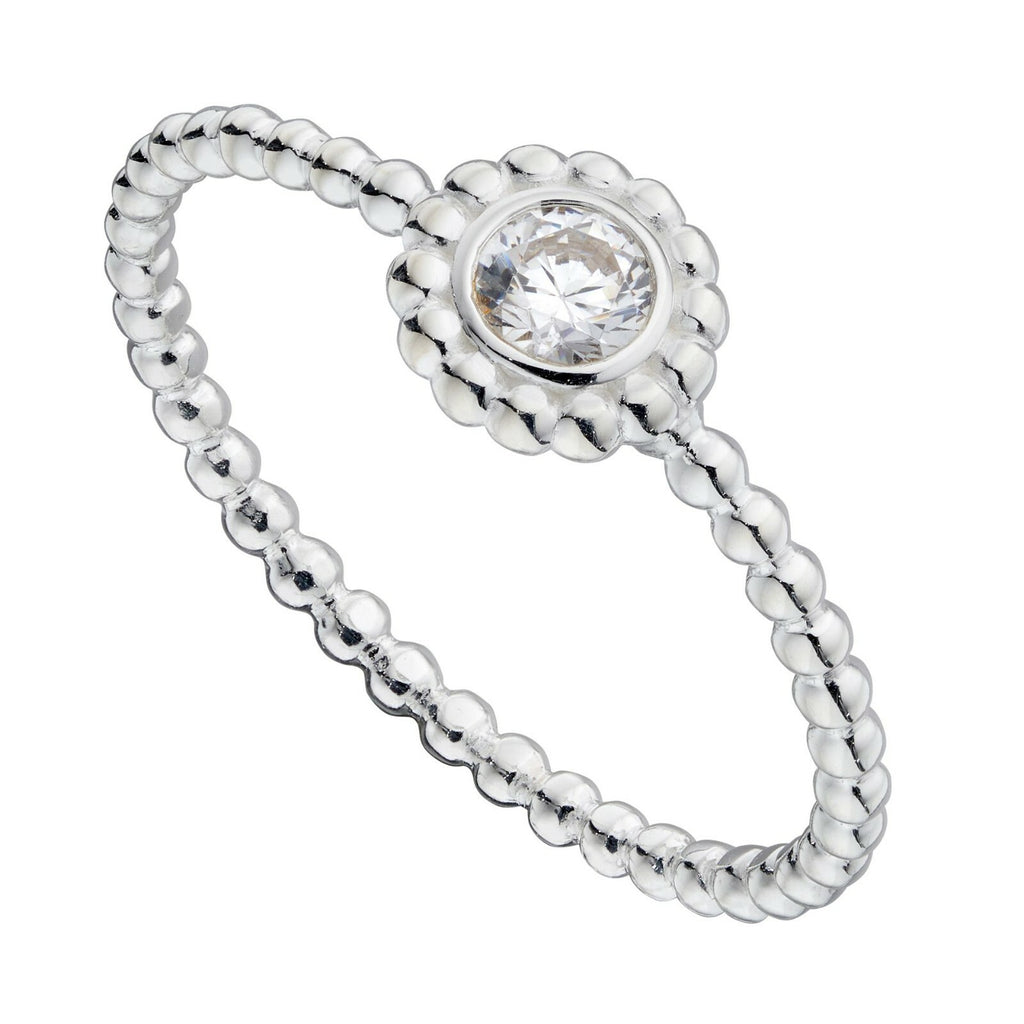 Sterling Silver Bead Stacking Ring Gemstone 925 Hallmarked Size K - S