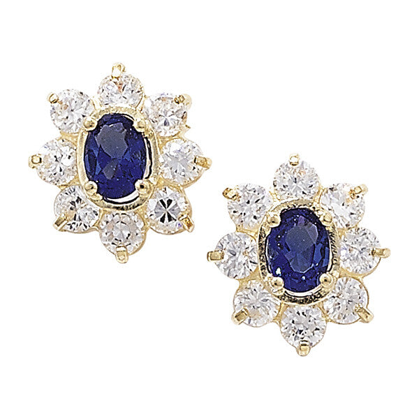 Sapphire Cluster Earrings 9ct Yellow Gold Hallmarked British Made New Boxed