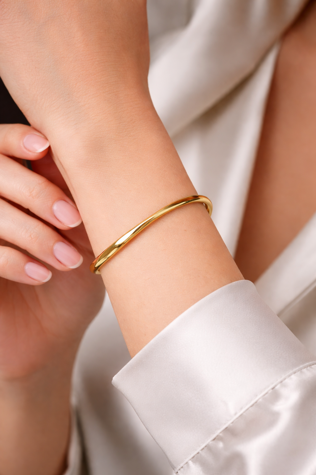 Hollow Slave Bangle 9ct Yellow Gold Plated Hallmarked British Made