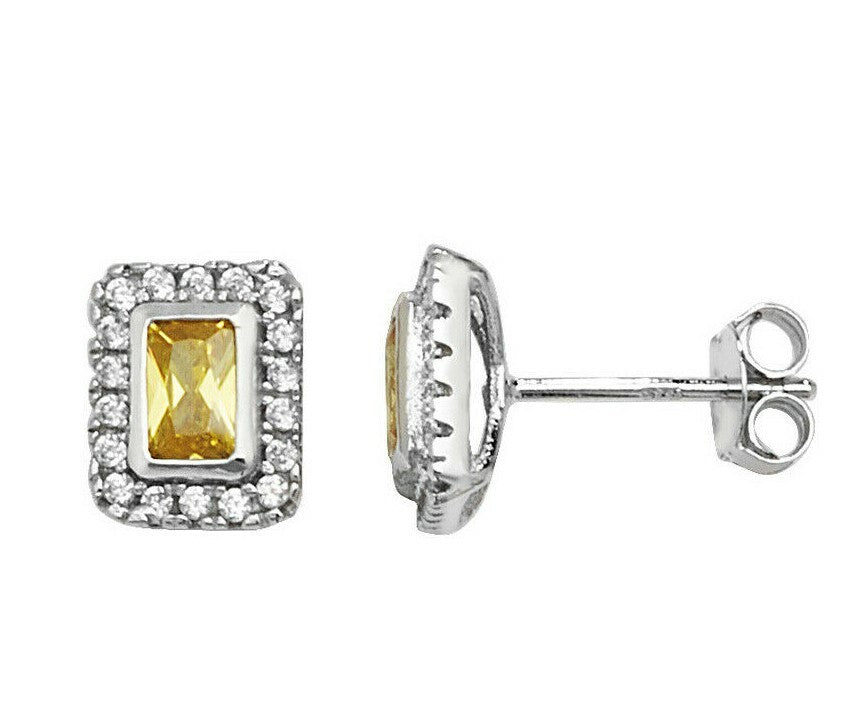 Yellow Topaz Earrings Solid Sterling Silver 925 Hallmark Brand New Boxed