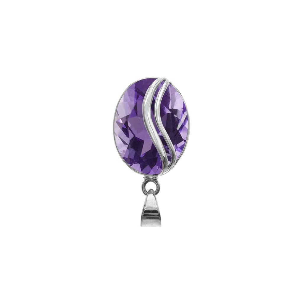 Solitaire Oval Amethyst Pendant Sterling Silver 925 Hallmarked All Chain Lengths