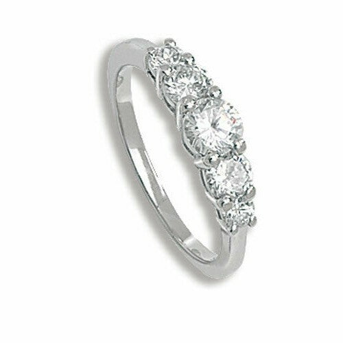 Sterling Silver Anniversary Ring Five Stone Gemstone 925 Hallmarked Size J - T