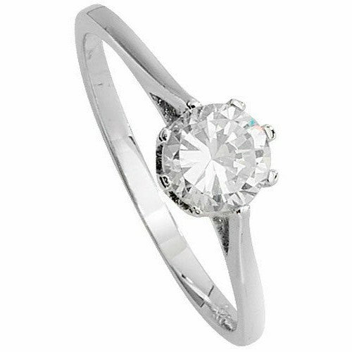 Sterling Silver Solitaire Ring Engagement Gemstone 925 Hallmarked Size M - T