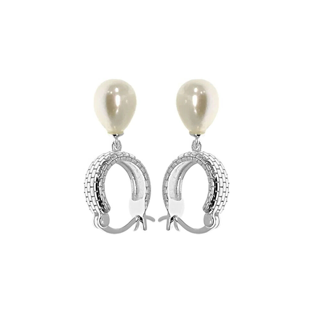 Snake Skin Pearl Hoop Earrings Sterling Silver 925 Hallmarked Brand New Boxed