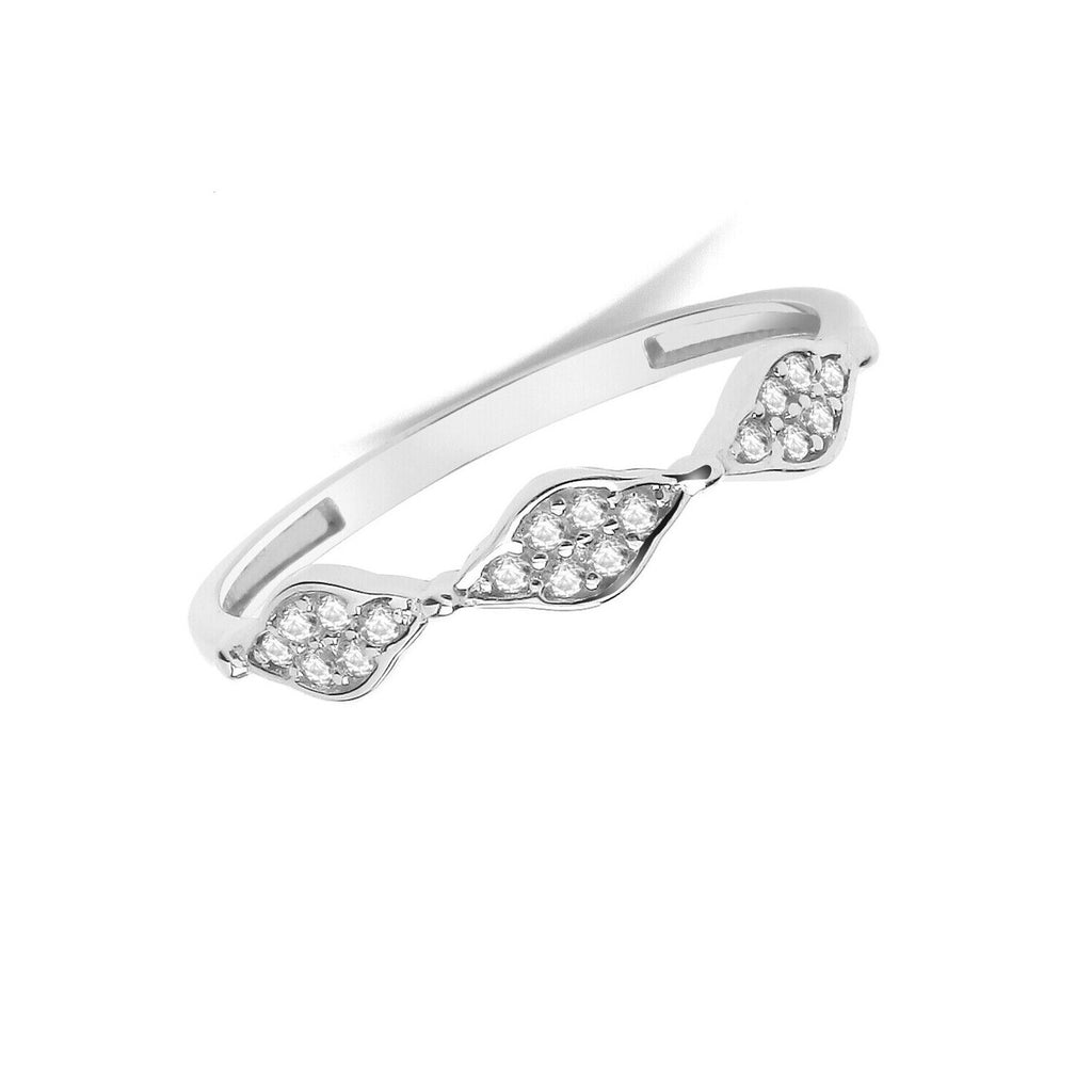 Fancy 14 Stone Ring 9ct White Gold Eternity Band Hallmarked Sizes J - T