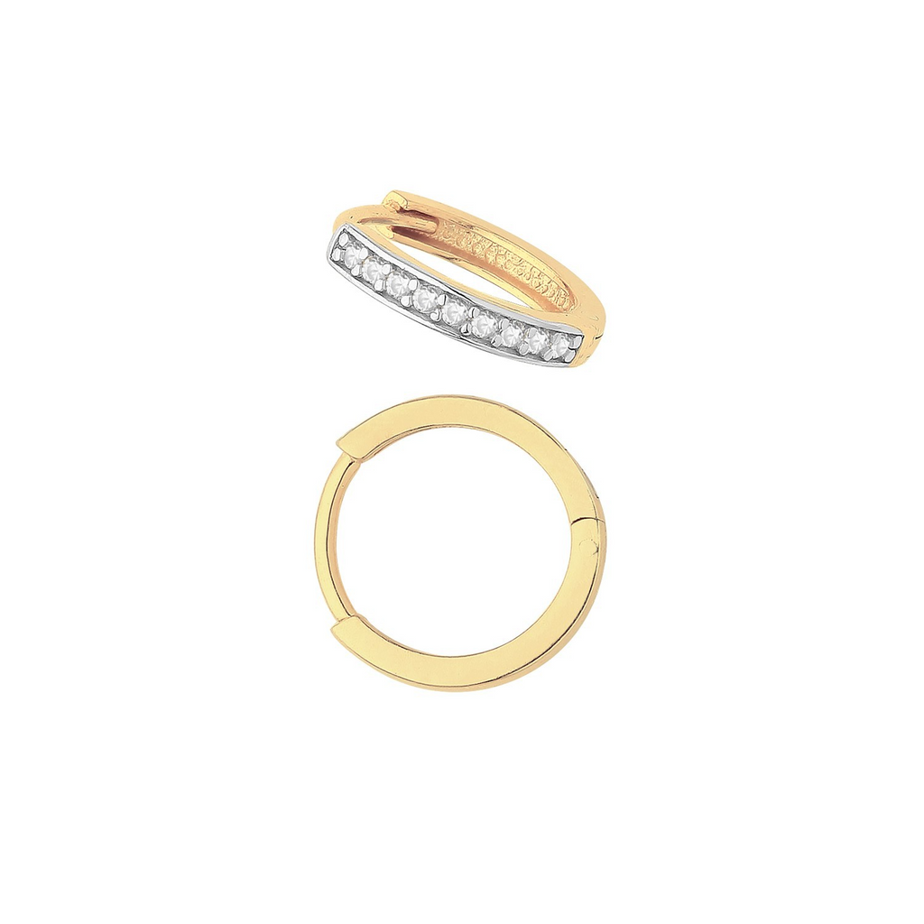 9ct Yellow Gold 10 Stone Hoop Earrings British Made 375 Hallmark Brand New Boxed