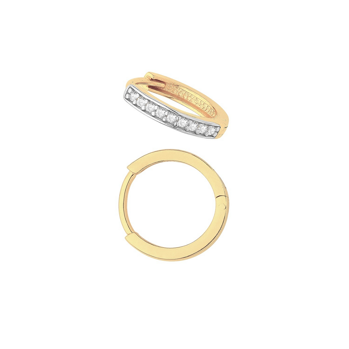 9ct Yellow Gold 10 Stone Hoop Earrings British Made 375 Hallmark Brand New Boxed