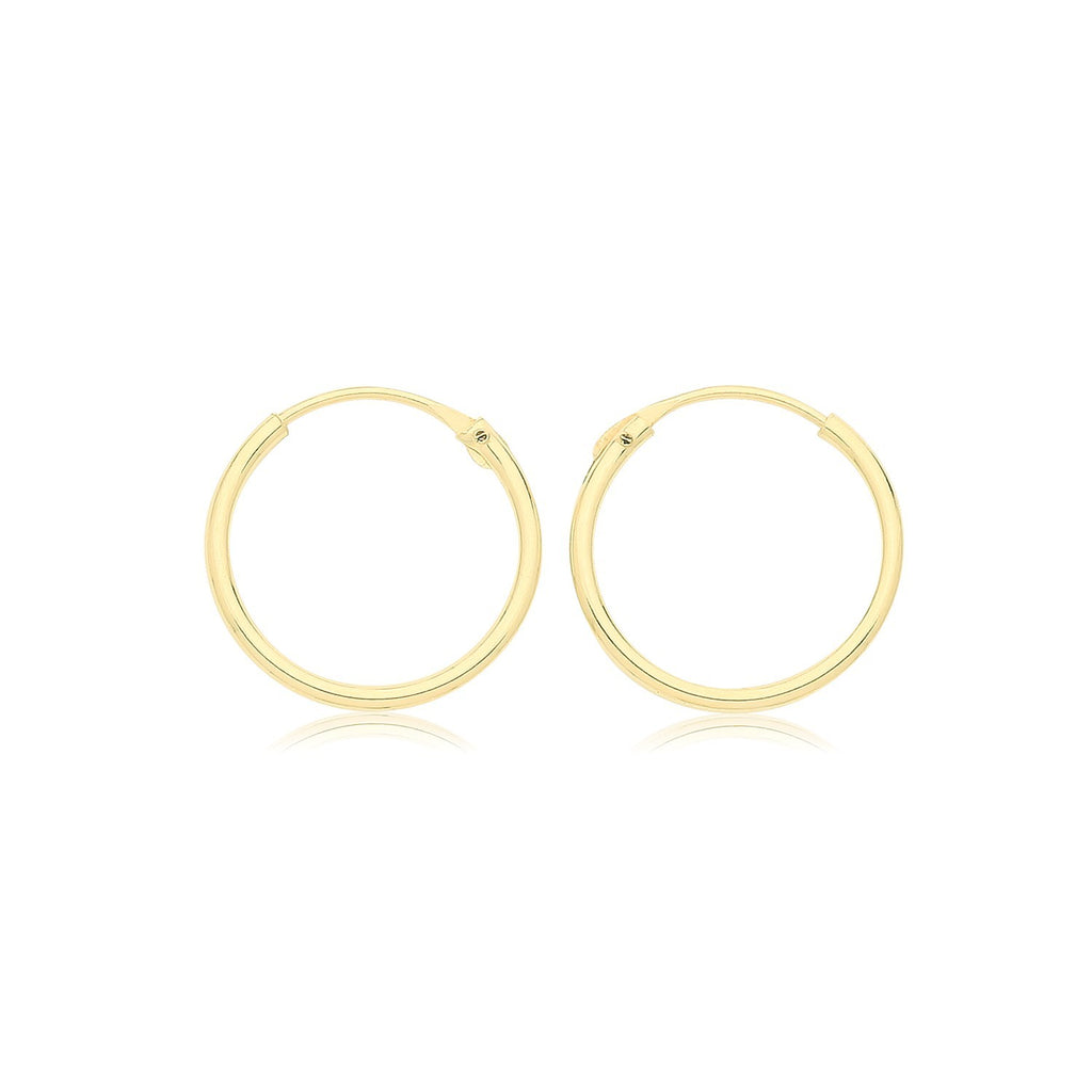 9ct Yellow Gold Sleeper Hoop Earrings 375 Hallmarked 6mm - 10mm Diameter