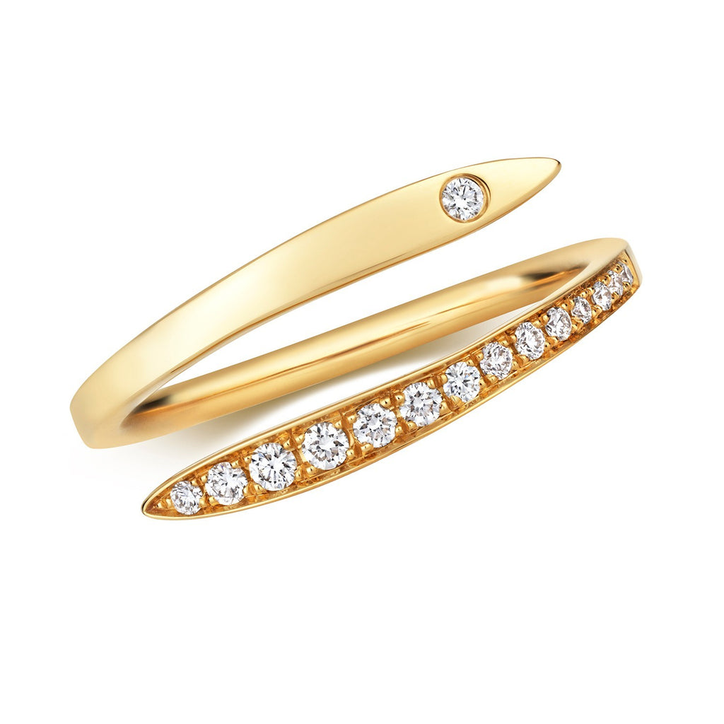 15 Natural Diamond Crossover Ring 18ct Yellow Gold Hallmarked Sizes J - Q